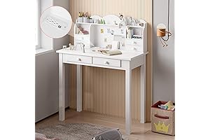 ADORNEVE Small Writing Desk with Hutch with USB Ports
