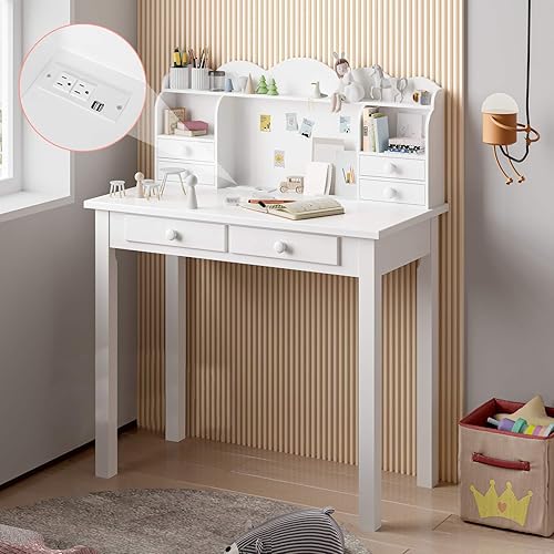 Miniatura 1 de ADORNEVE - Escritorio con 7 cajones, mesa de estudio, estación de trabajo con soporte desmontable para oficina en casa, mesa de escritura para