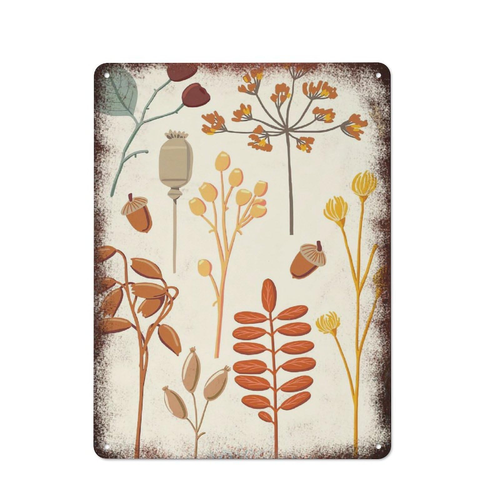 peiyeety Metal Tin Sign Vintage Wildflower Botanical Art, Floral Themed Home Accent, Durable Retro Plaque for Bedroom, Living Room, Office,12x16 Inch