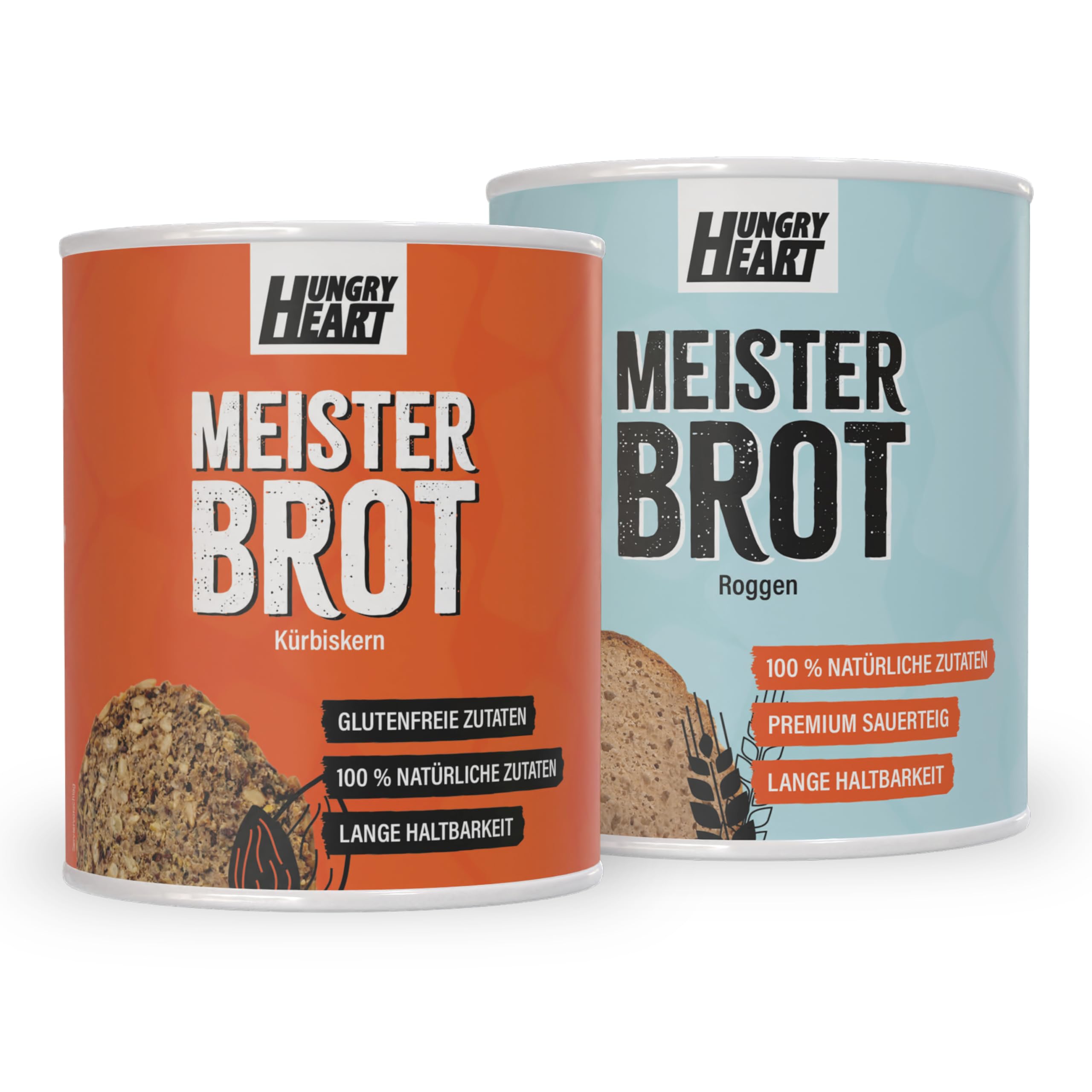 Notfall Hamster Kauf Brot Reserve - Frisches Kürbiskernbrot 1 x 480gr & Frisches Roggenbrot 1 x 300gr | Glutenfreies Toast Brot mit 100% Natürlichen Zutaten | 4 Jahre haltbar | Snack Dosenbrot