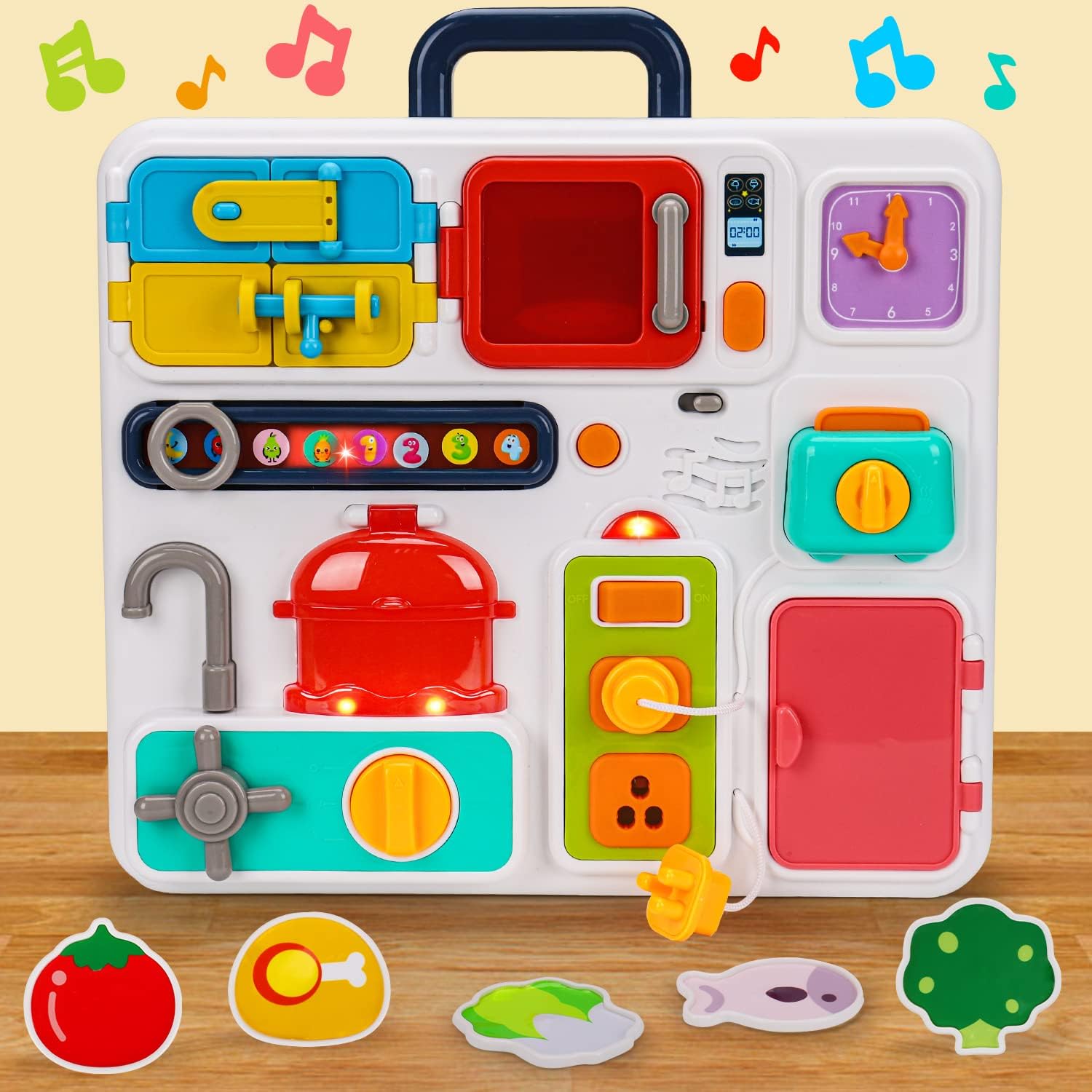 Kitchen Busy Board for Toddlers 13 Travel Toys Light Up