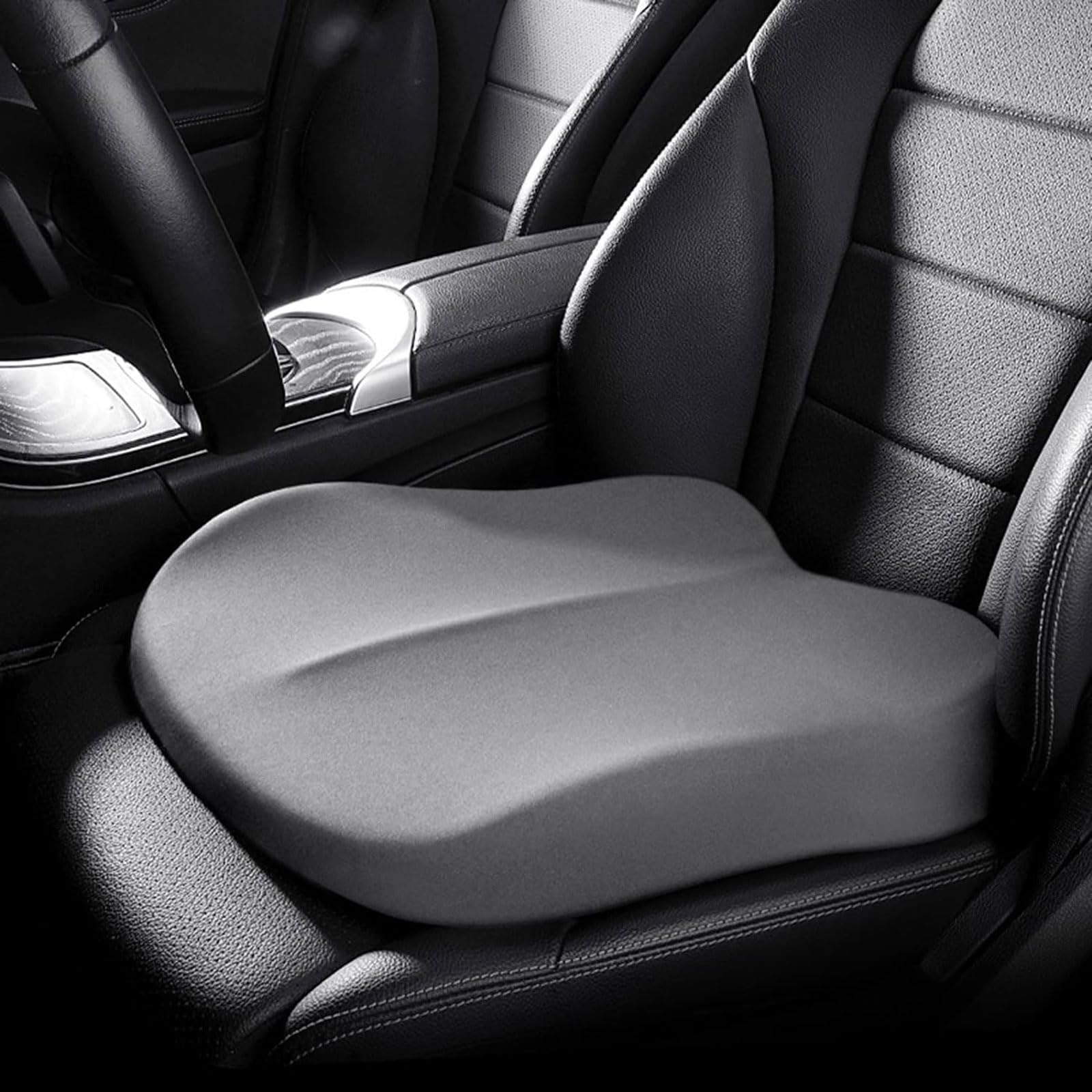 DECAKE Portable Driver Seat Cushion, Car Pad, Cushion For Sciatica Pain Relief, Adult Booster Car, Effectively Increase Height By 3.94 Inch Short People Driving,Gray