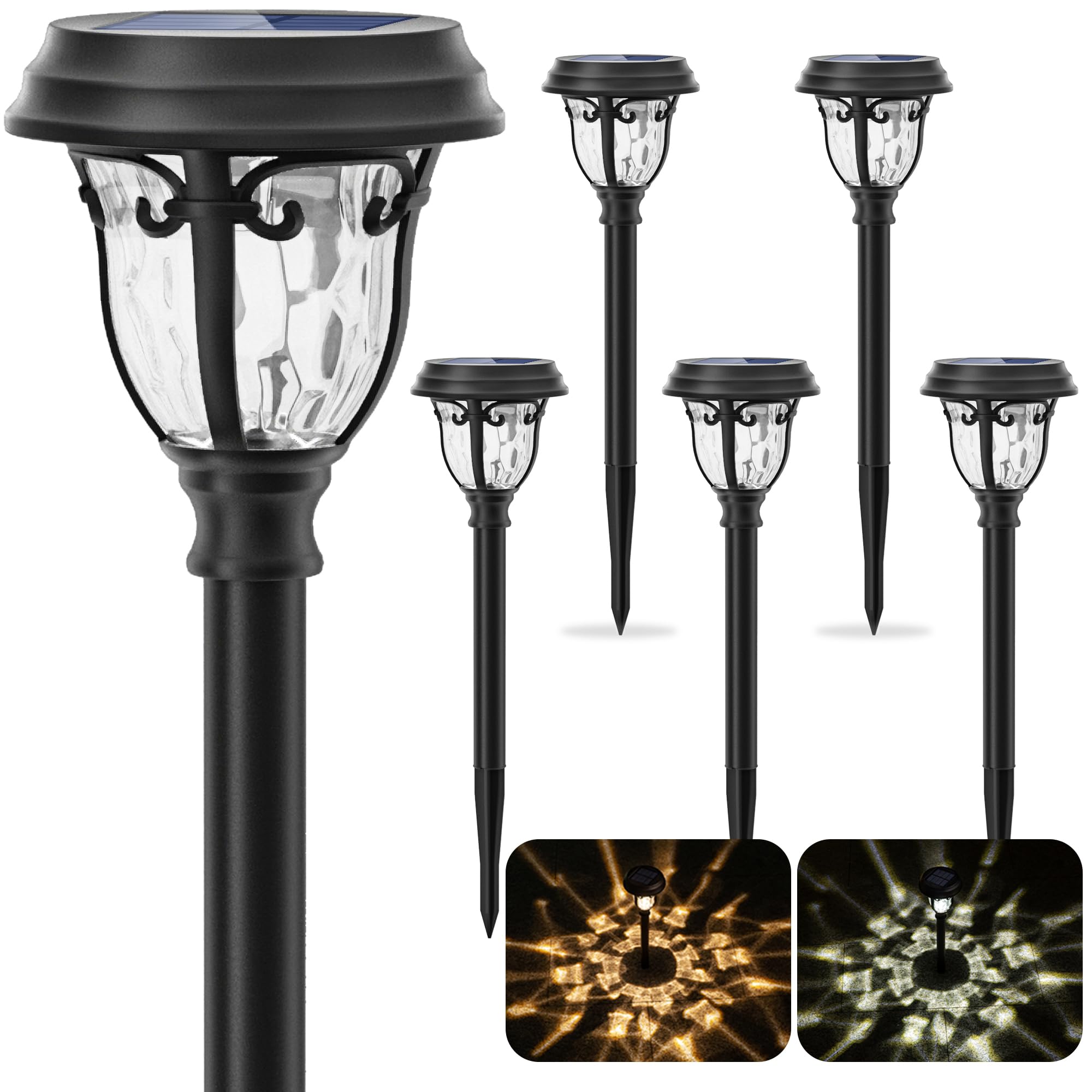 LeiDrail Solar Pathway Lights 5 Pack Solar Powered Garden Lights Glass Stainless Steel with 2 Modes, Waterproof Solar Outdoor Lights Path Lights for Landscape Lighting Garden Sidewalk Patio Yard