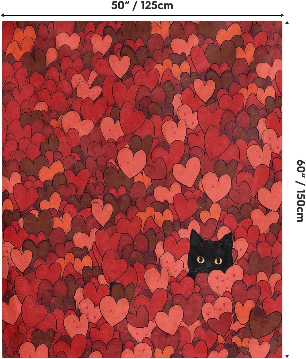 Horaldaily Valentine Flannel Blanket Throw, Love Hearts Cat Red Soft Fuzzy Plush Cozy Fleece Blankets for Couch Sofa Bed Lounging, Ideal Gifts for Kids Adults Wife Self, 50x60