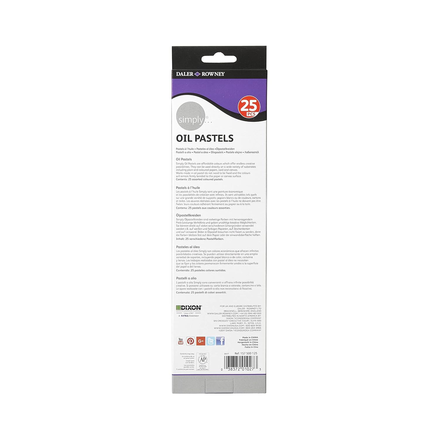 Daler-Rowney Simply... Oil Pastels, Assorted Colors, 25 Piece
