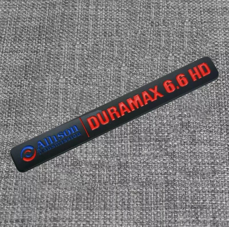 Image of 2Pcs Allison Transmission 6.6Hd 6.6 Hd Emblems 3D Badge Decal Compatible with Dura-max 2500Hd 3500Hd Silverado Sierra Truck (Black Red)
