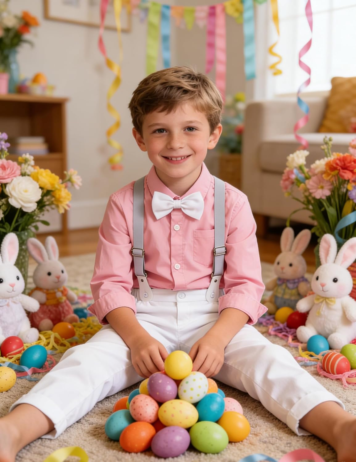 A&J DESIGN Toddler Boys Suit with Suspender Baby Wedding Dress Outfit Kids Formal Clothes Set