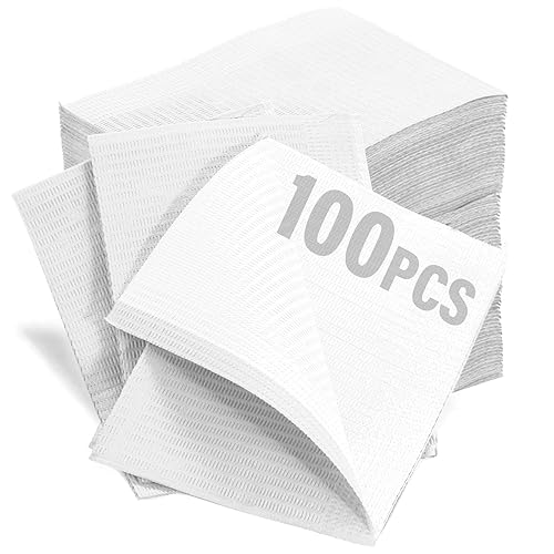 Miniatura 8 de LA MIERE 100P Baberos Dentales Desechables Rosa de 13 x 18 pulgadas - Hoja de Babero para Tatuajes Impermeable de 3 Capas, Cubierta de Bandeja