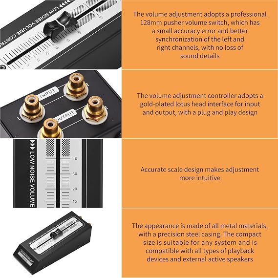 Phono Preamp, Mini Passive Volume Adjuster Volume Adjustment Device No External Power Supply for All Types of Playback Devices and External Active Speakers