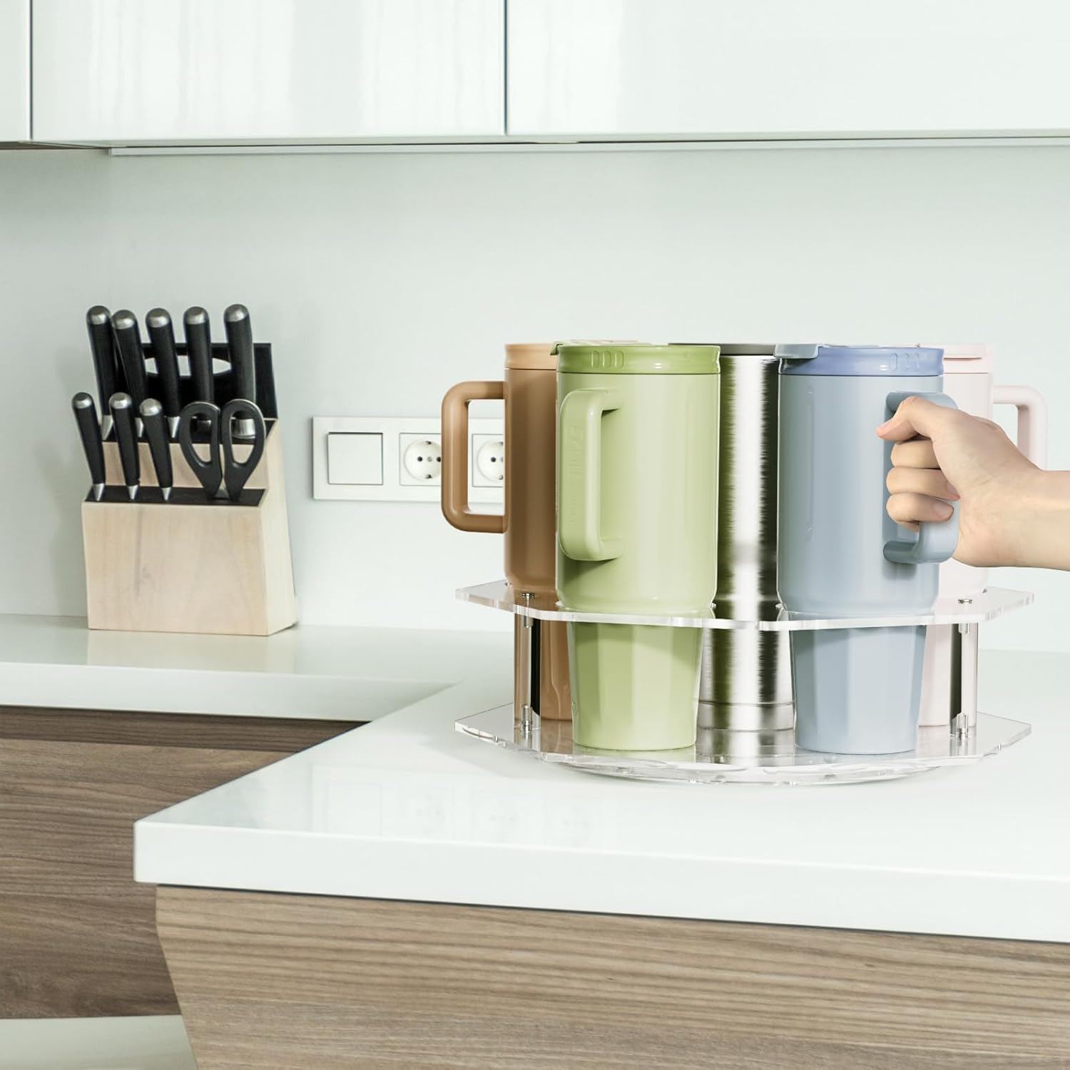 Water Bottle Organizer for Stanley 20/30/40oz, Rotating Stanley Cup Organizer Holder, Tumbler Bottle Organizer for Stanley Simple Modern Owala Yeti, Tumbler Lazy Susan, Clear - Image 5