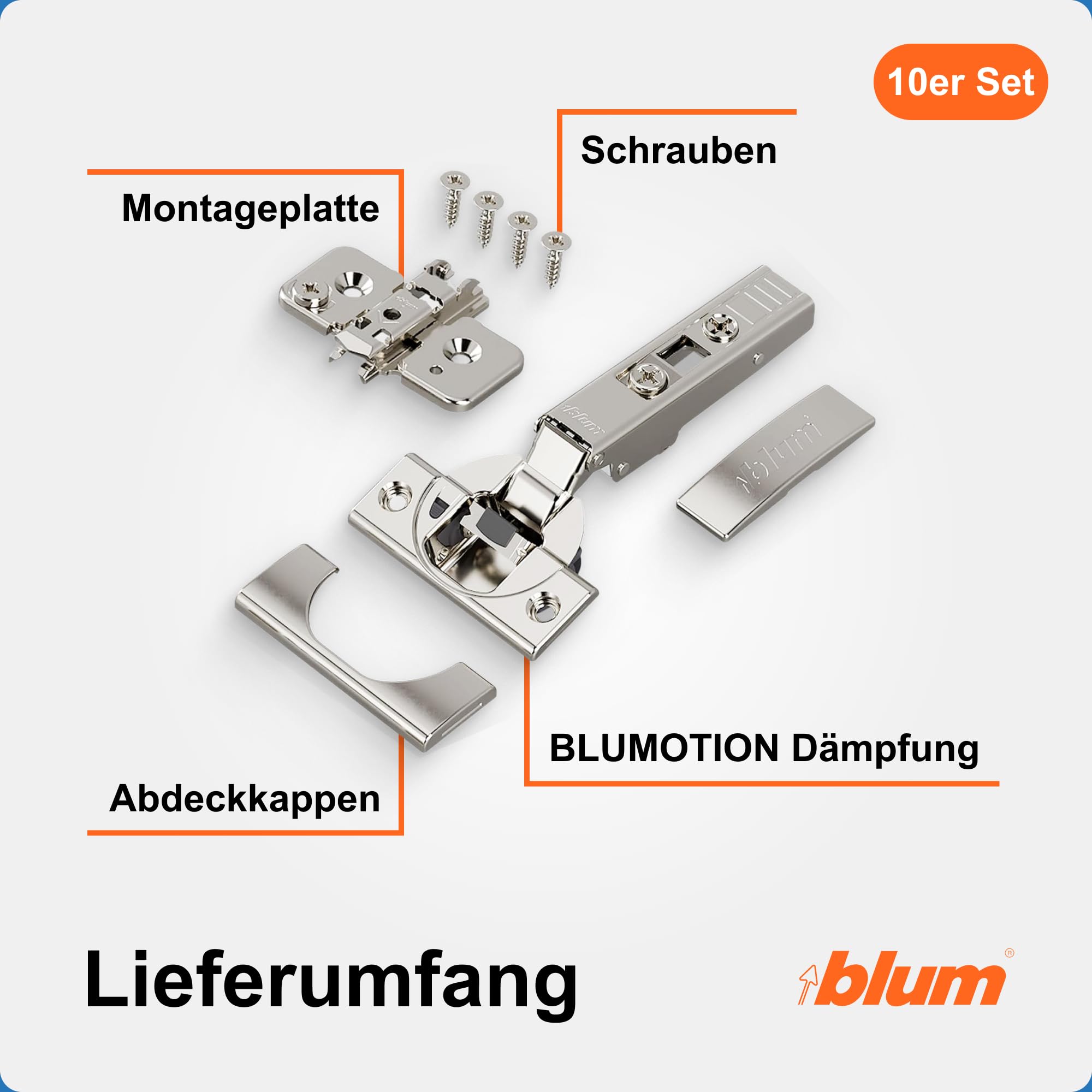 blum 10x CLIP top BLUMOTION Topfscharnier 35mm Eckanschlag vernickelt