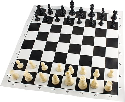 Miniatura 4 de Andux Juego de Ajedrez Piezas de Ajedrez y Tablero Rollable QPXQ-01 (Negro, 16.5x16.5 in)