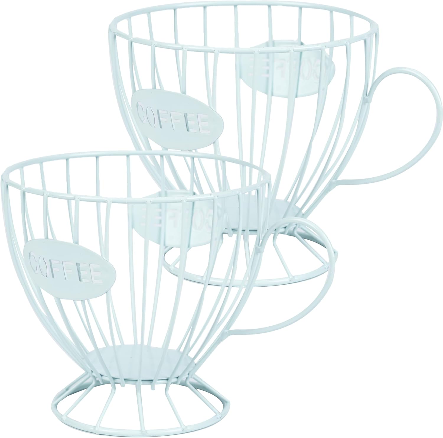 H&W 2PCS Coffee Pod Holder & Capsule Basket, Metal Coffee Bar Organizer for Kitchen Dinning Room Office Home Cafe Hotel (Blue)