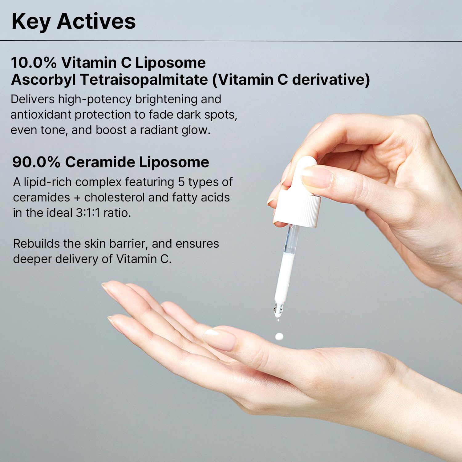 Vitamin C 10% Liposome Topical Cosmetic Serum 1.01 Fl Oz + 0.16 Fl Oz | with Ceramide for Skin Barrier and Brightening | Korean Skin Care | Fragrance-Free