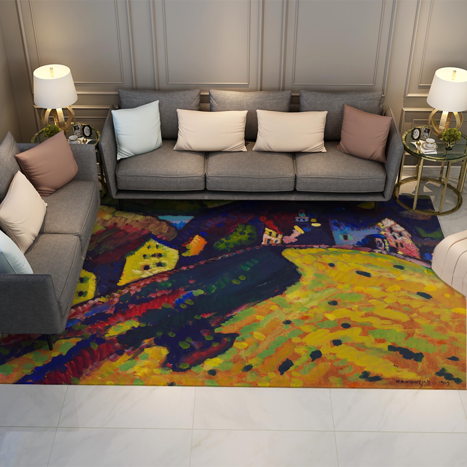 Tapis Kandinsky lavable en machine : le grand tapis doux idéal pour salon