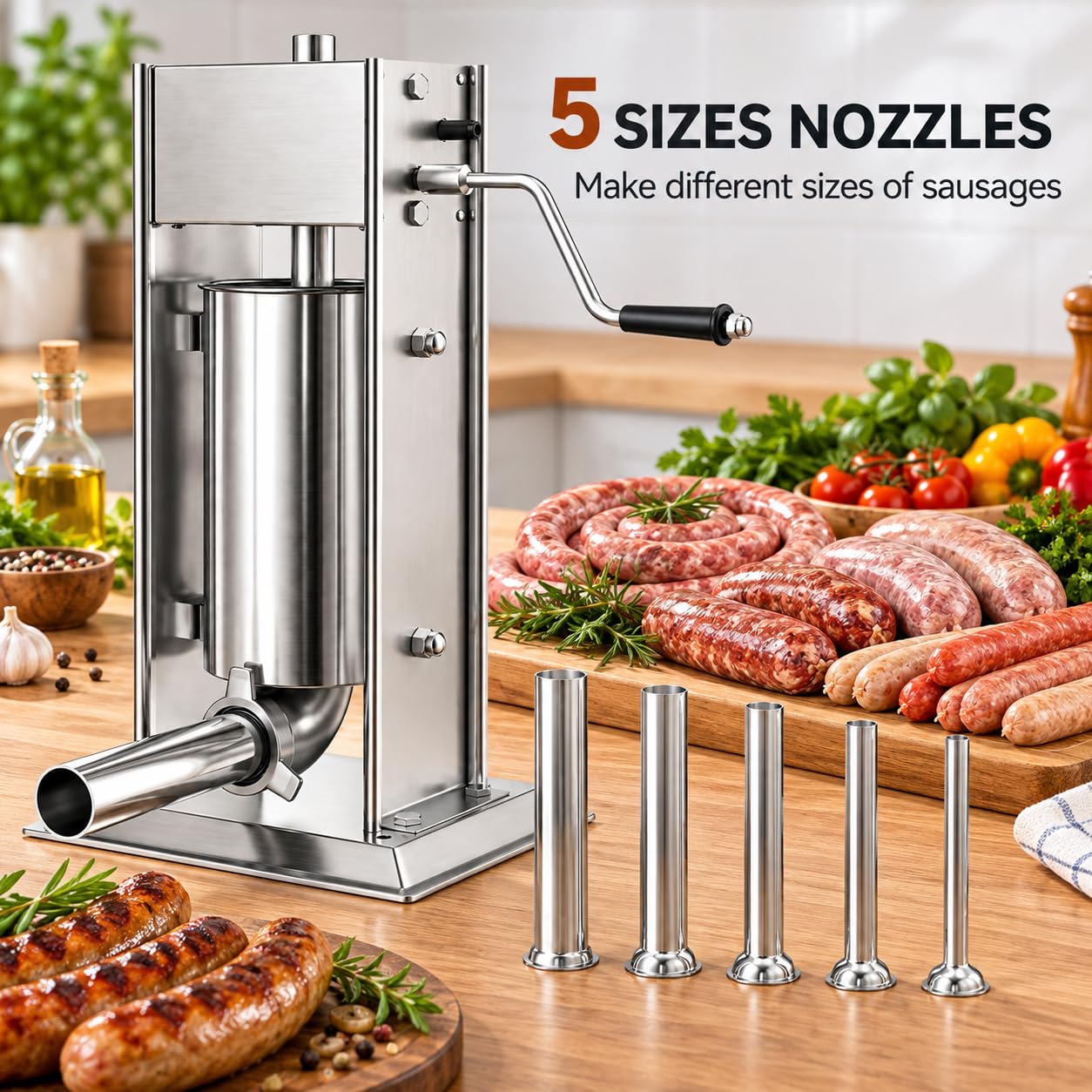Machine à churro manuelle avec plusieurs buses et tubes de remplissage, 3 l