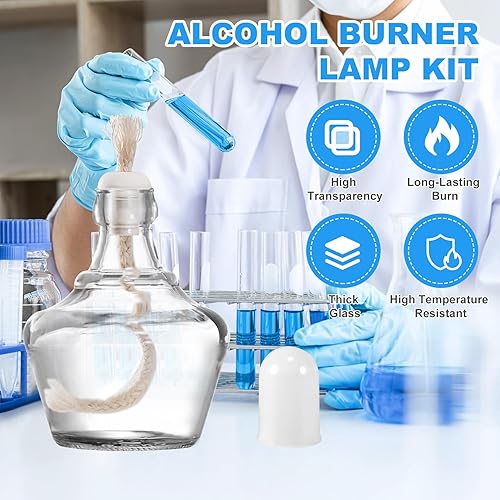 Miniatura 4 de Annhua Quemador de lámpara de alcohol, quemador Bunsen de alcohol, 5.1 fl oz, quemador de alcohol de vidrio, calefacción para equipos de