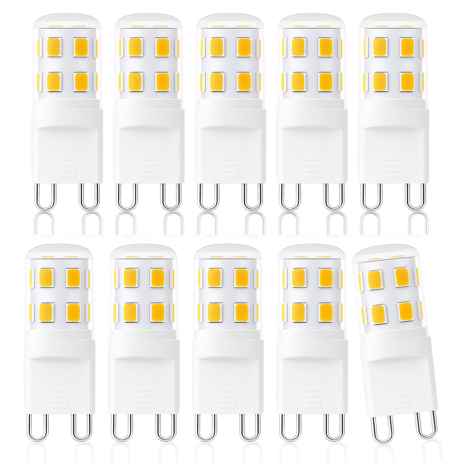 Cinsenten G9 LED Leuchtmittel, LED Lampen 2W entspricht 20W 28W 33W Halogenlampe, G9 Glühbirne, kein Flackern, nicht dimmbar, Enegiesparende kleine Birne (Warmweiß 3000K, 10er Pack)