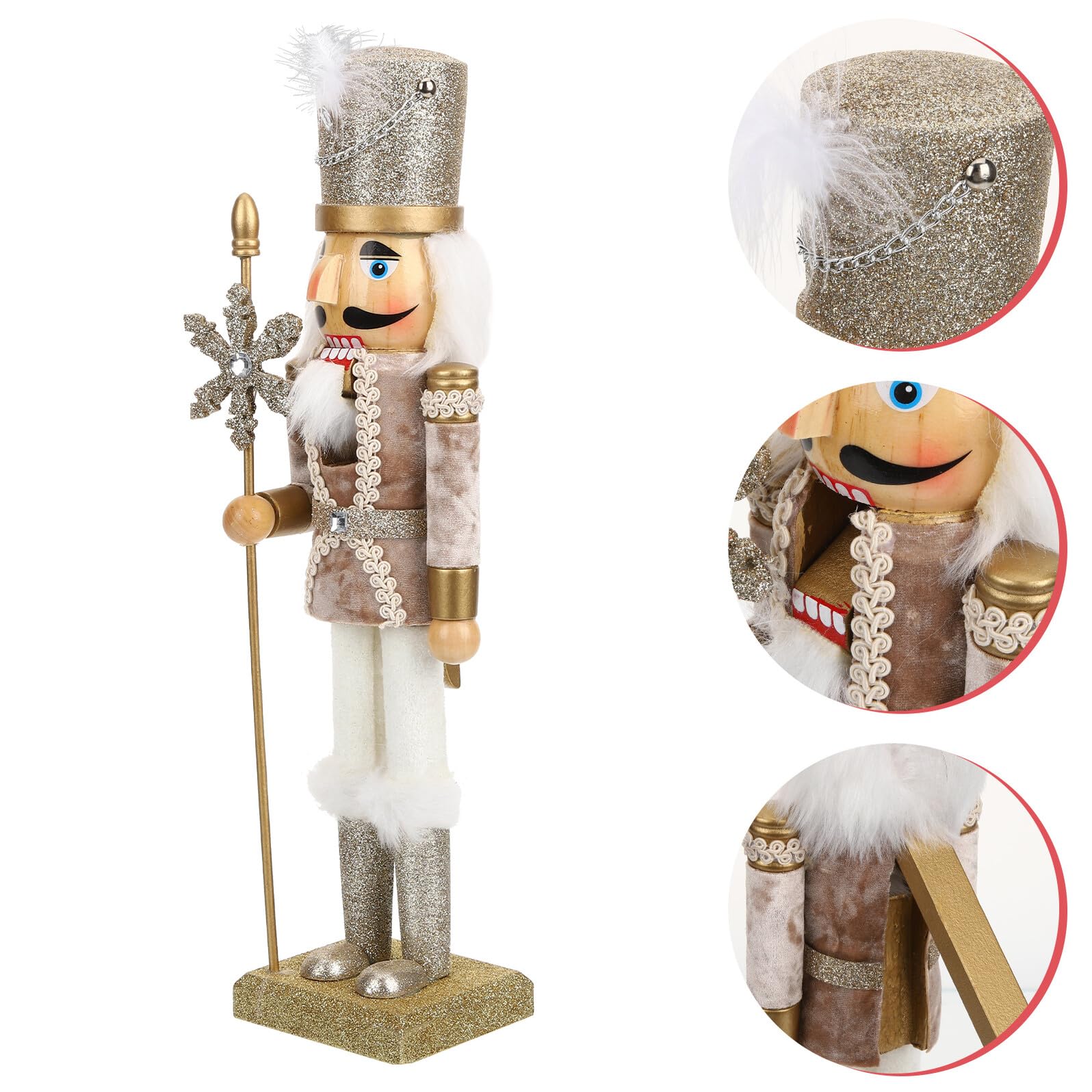 Toyvian Nussknacker-Figur aus Holz Weihnachtsdeko für Zuhause Handbemalt Dekoration für Drinnen Nussknacker-Ornament