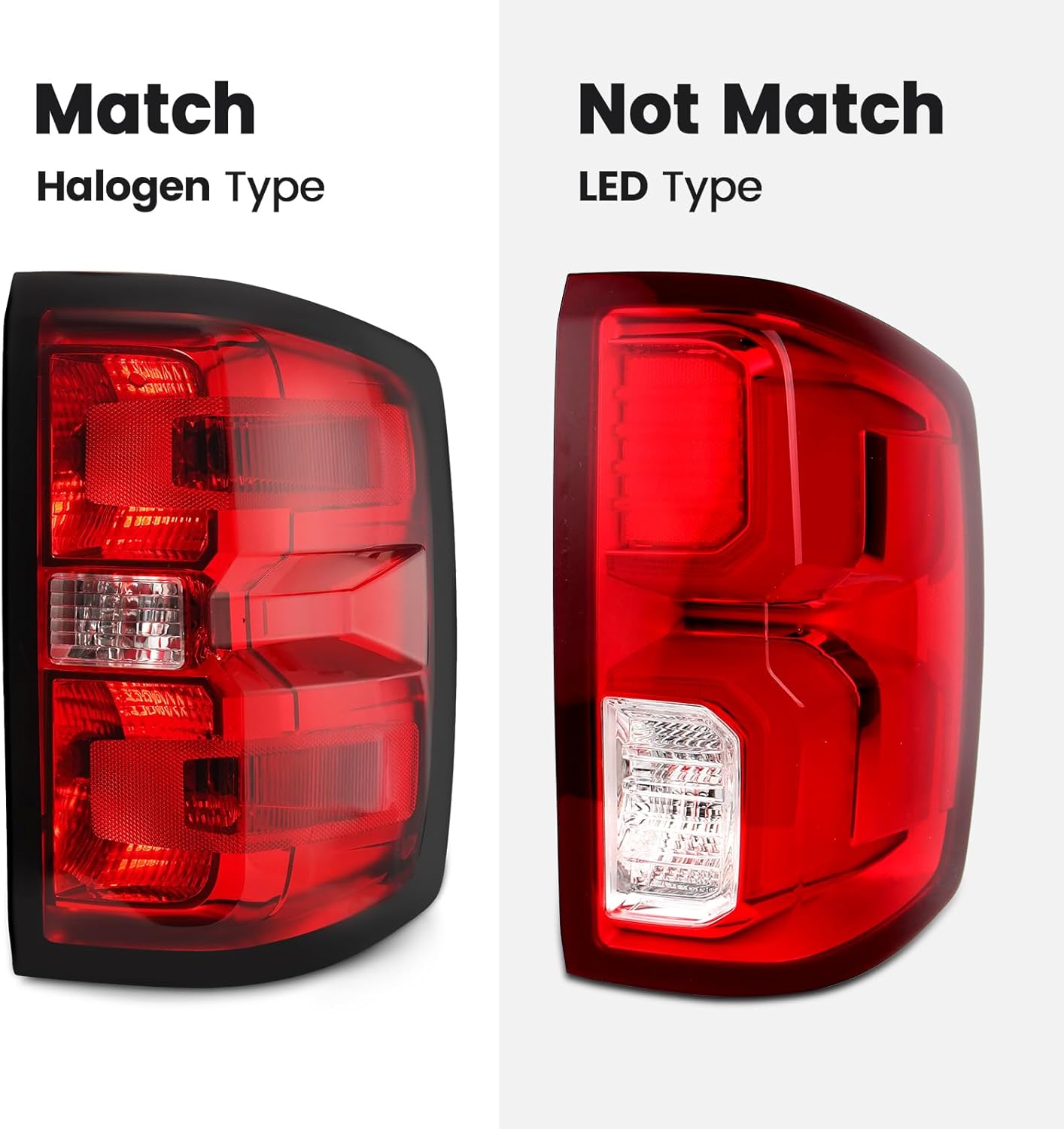 Tail Light Compatible with 2014 2015 2016 2017 2018 Chevy Silverado 1500 2500HD 3500HD Halogen Type Taillight w/Bulb & Harness Rear Brake Signal Lamp Assembly Replace 23295939 (Right Passenger Side)