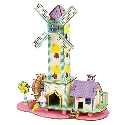 Wooden 3D Puzzles for Adults Log Cabin DIY Wood Miniature