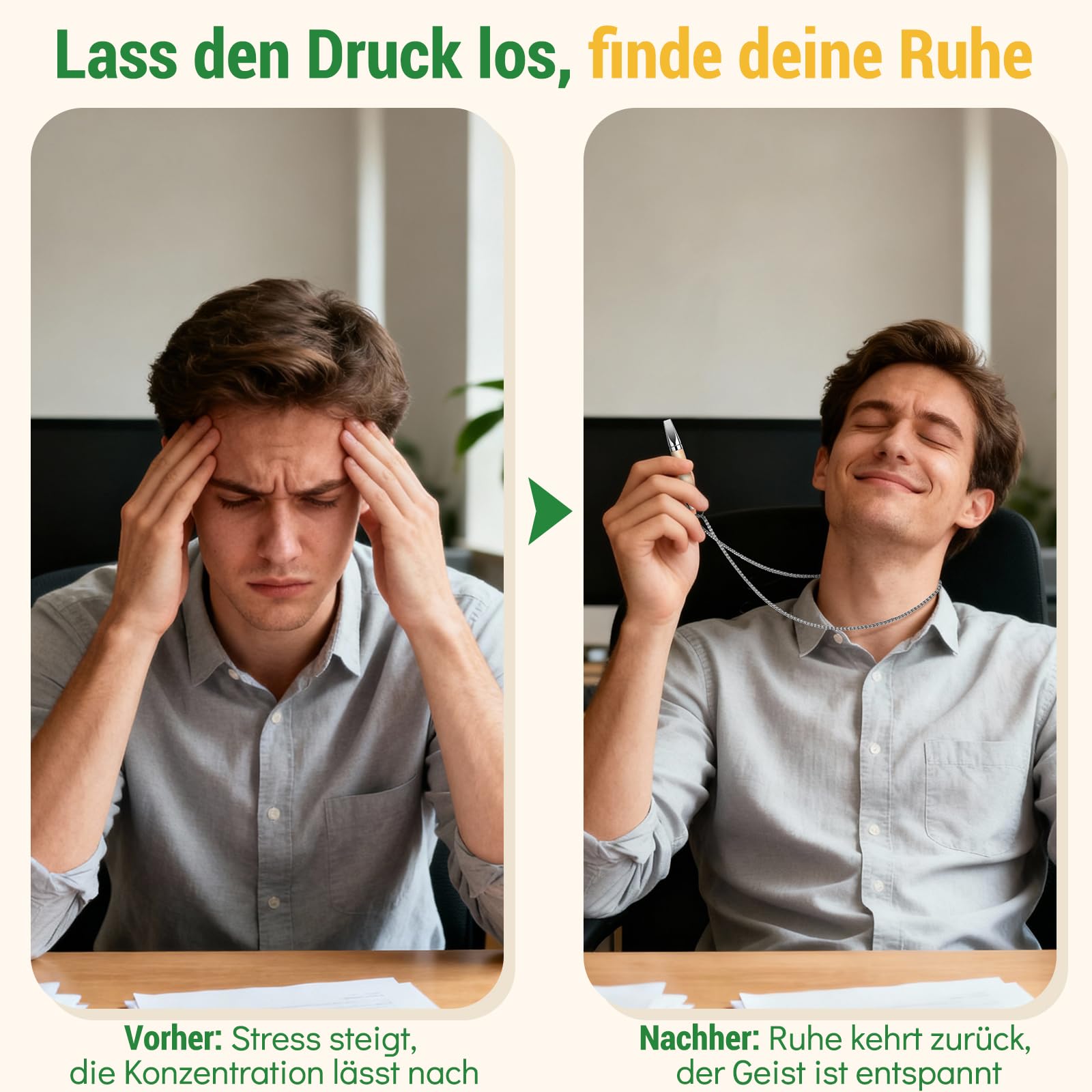 Atemkette aus Holz und Metall – Atemtrainer Halskette mit Einstellbarem Widerstand für Meditation, Achtsamkeit, Entspannung und Atemübungen