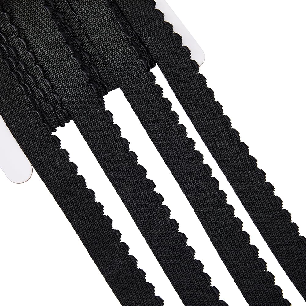 GORGECRAFT 10 m Bobina Elastica Nera Alta Elasticità Bordo Smerlato Fascia Elastica per Cucire Nastro Elastico per Cinture Pantaloni Artigianato Fai da Te Cravatta per Capelli Fascia per Capelli