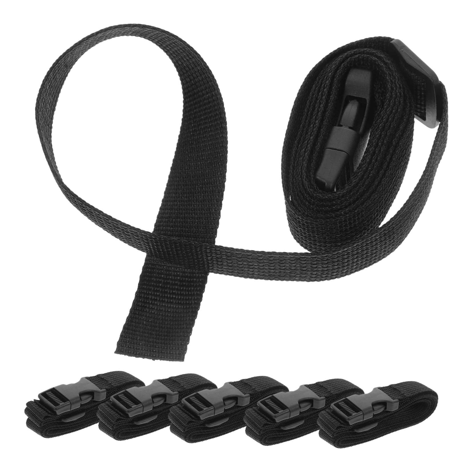 Cinturino Nylon Fibbia Regolabile per Zaini e Marsupi, 6 Pezzi | Nero, Funzione Compressione, Design a Sgancio Rapido, per Fissaggio e Prolunga Accessori