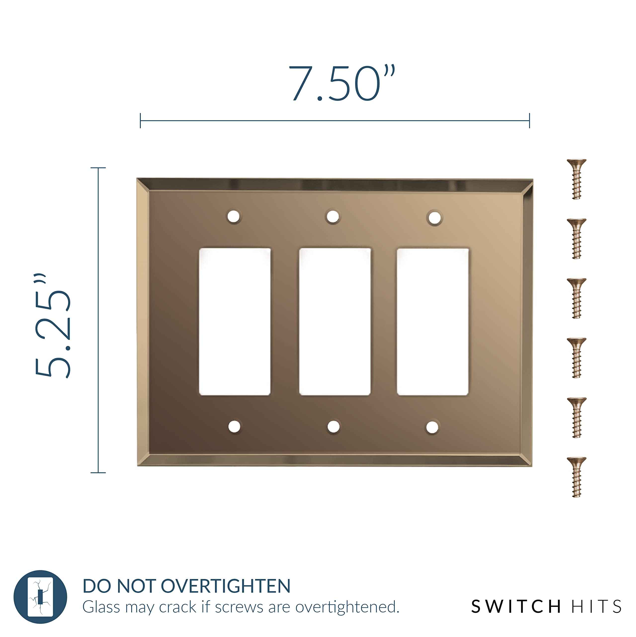 Snapklik.com : Bronze Glass Mirror Triple Outlet Wall Plate 3 GFI ...