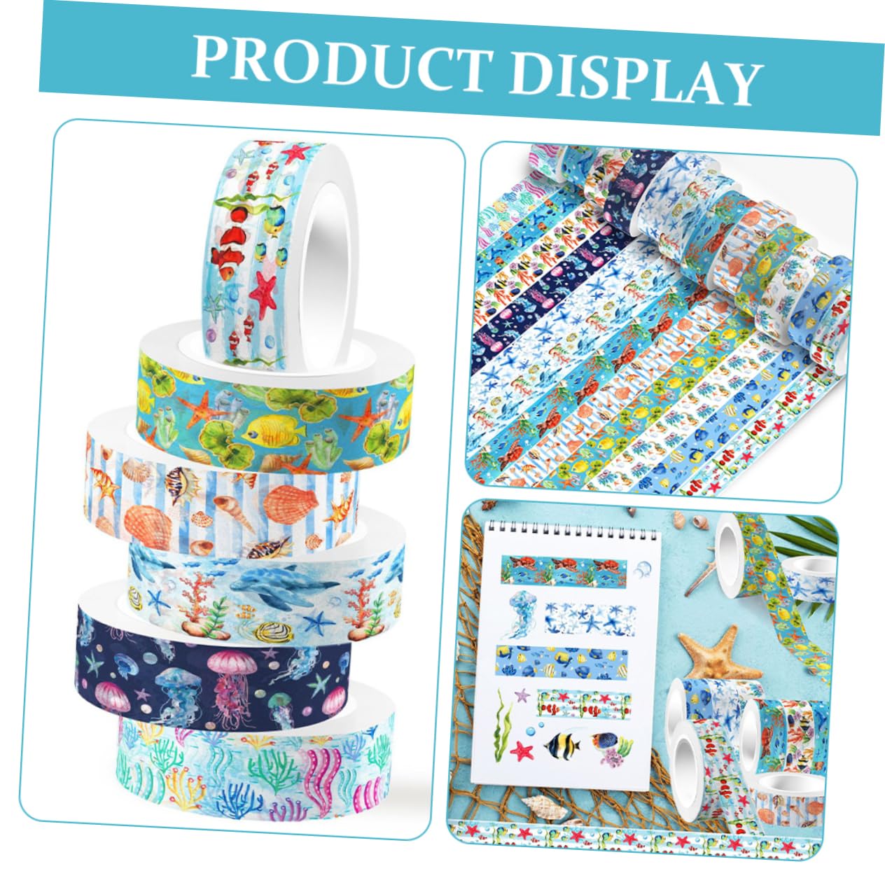 NUOBESTY 5 Pegatinas Washi Tape De Animales Marinos Para Proyectos Creativos Decoración De Diarios