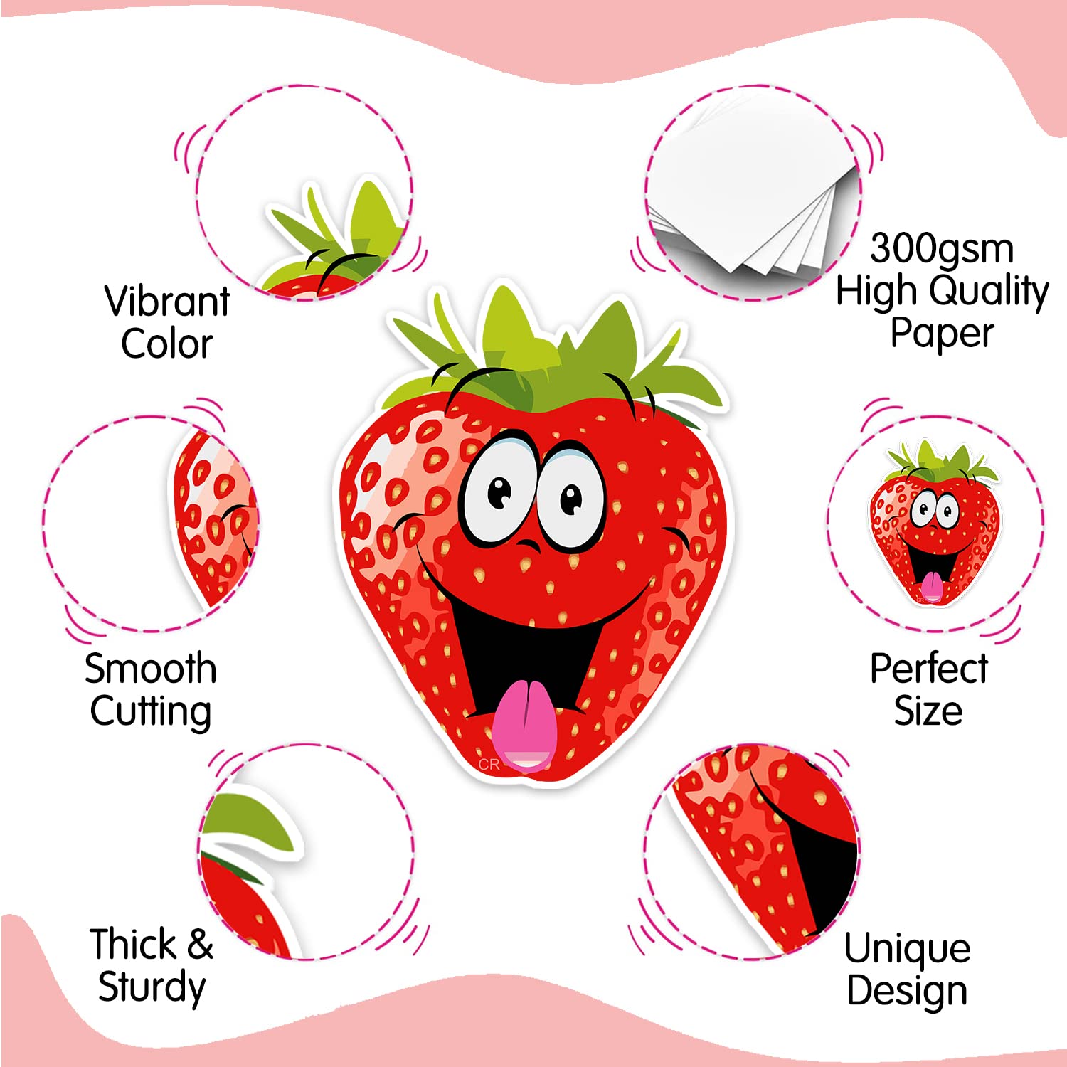 Zyozique Fruit Theme Birthday Cardstock Cutout with Glue Dot for Kids Theme for Baby Shower Happy Birthday Decorations Supplies (Pack of 8) 1