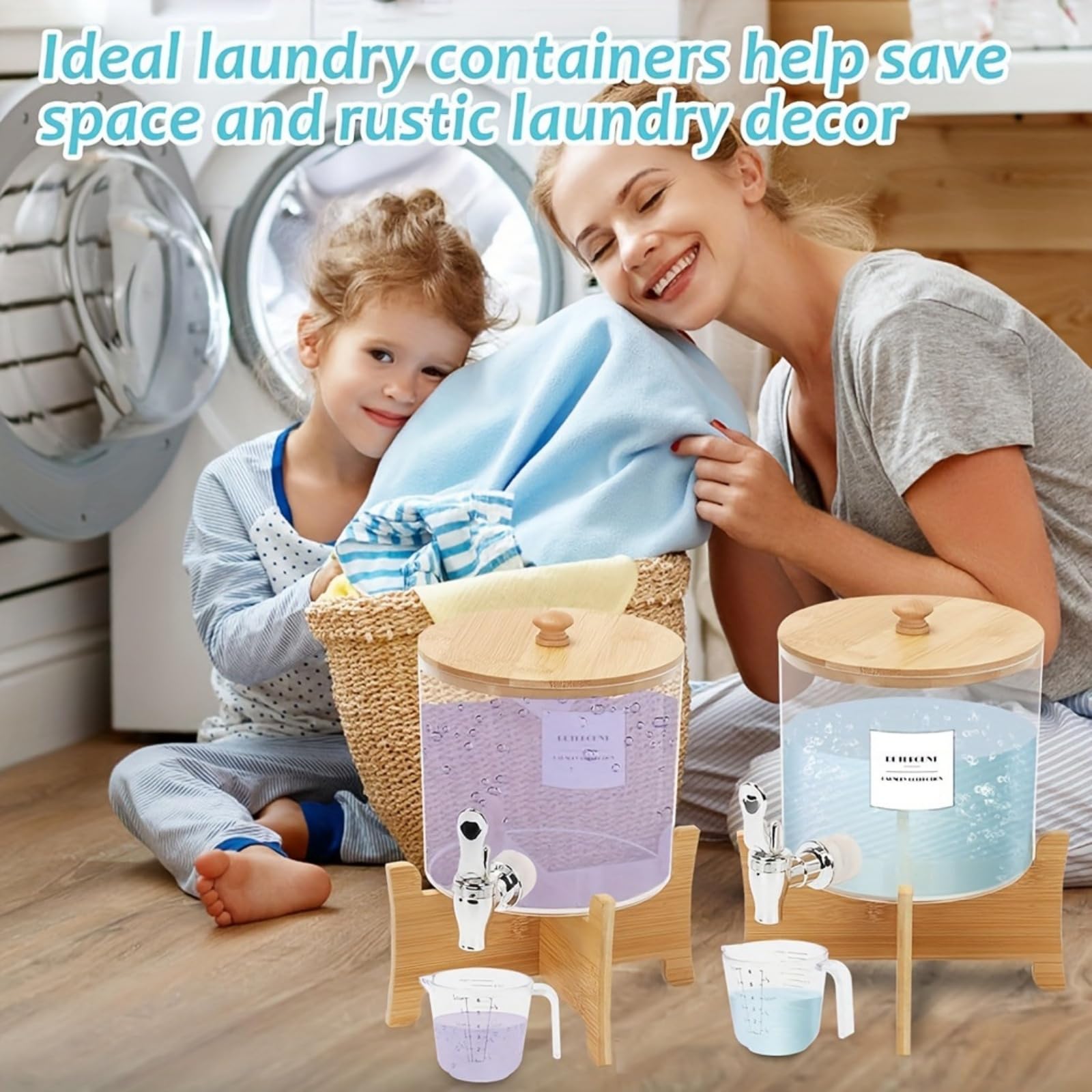 Dispensador de detergente para ropa de 2,5 L con grifo de acero inoxidable