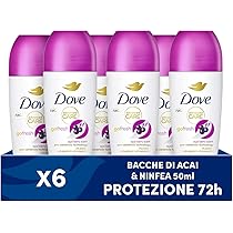 Dove, Deodorante Roll On Advanced Care Açai, Antitraspirante, Formula Delicata Con Tripla Azione Idratante, Protezione Fino a 48 Ore, Unisex, 6 Pezzi da 50 ml