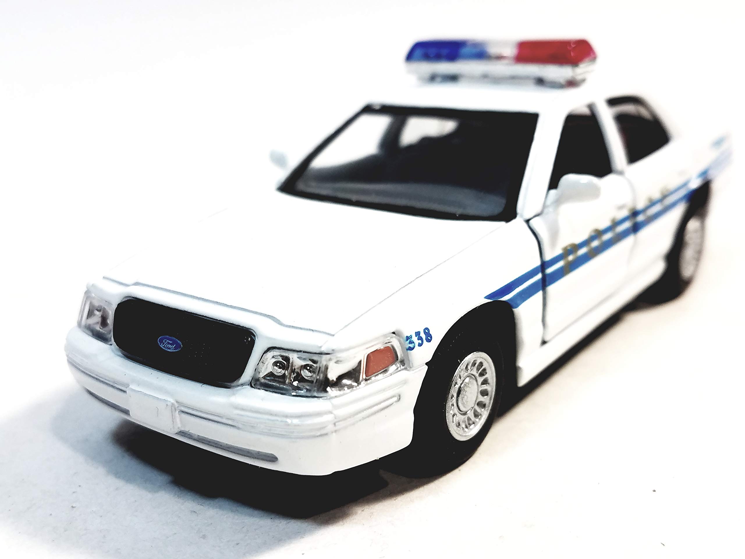 Kinsmart Ford Crown Victoria White & Blue Training Police Dept Squad Car 142 O Scale Diecast Interceptor, Small