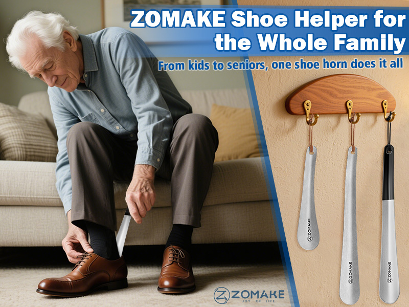 Chausse Pieds Long Manche 2 Chausse-pieds Longs 42cm Diompirux - Acier Inoxydable Avec Crochet - Pour Toutes Pointures Aide Chaussage Personnes âgées