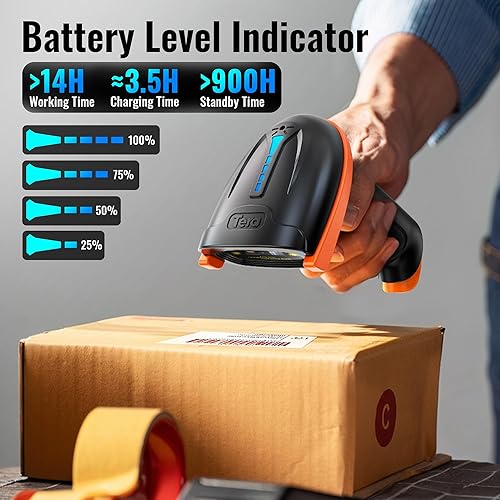Miniatura 2 de Tera Escáner de código de barras inalámbrico 1D láser inalámbrico con indicador de nivel de batería versátil 2 en 1 24 GHz inalámbrico y USB 20 con
