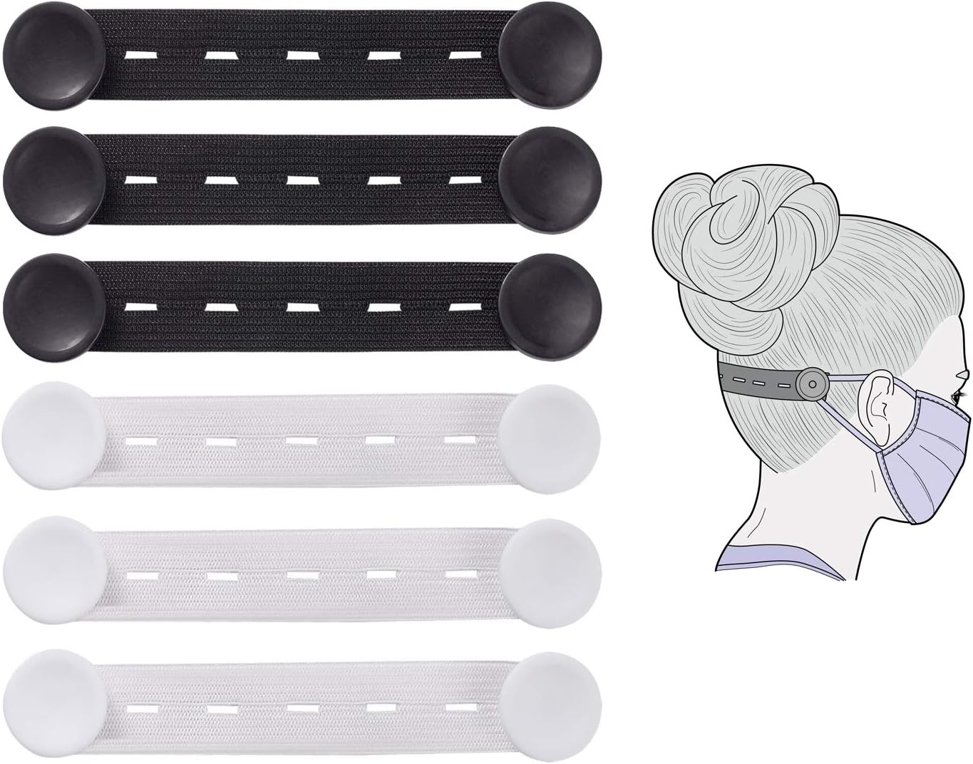 ITEMporia Long Adjustable Mask Strap Extender Mask Holder, Elastic Mask Clips