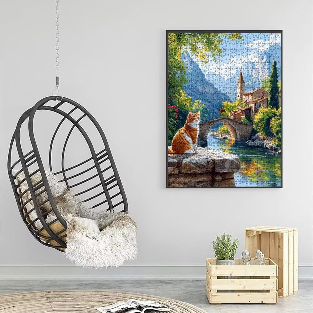 Kleine Stadt Katze Puzzle 4000 Teile, Klassische Puzzles, Geschicklichkeitsspiel Puzzle für Erwachsene, Puzzlespiele für Die Ganze Familie, Mit Schöner Verpackung, Dekoration Puzzles DX0YL3-938
