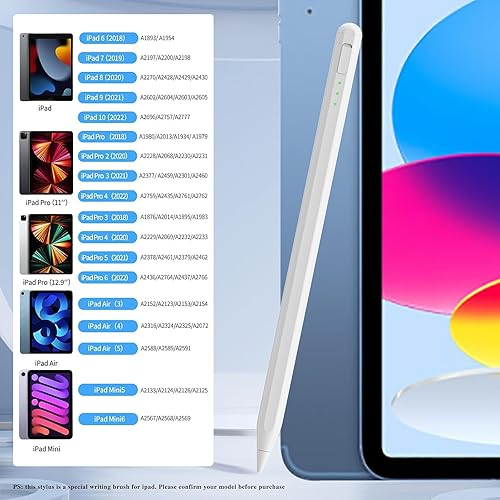 Miniatura 2 de Lápiz óptico para iPad de 10 y 9 generación, carga 14 minutos más rápida, con soporte para lápices, rechazo de palma, sensibilidad de inclinación,