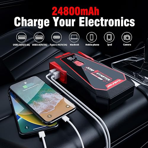 Miniatura 3 de Arrancador de batería B08 portátil, pico de 4000 A, potencia la batería de tu automóvil, arrancador de salto de 12 V para motores de gasolina de