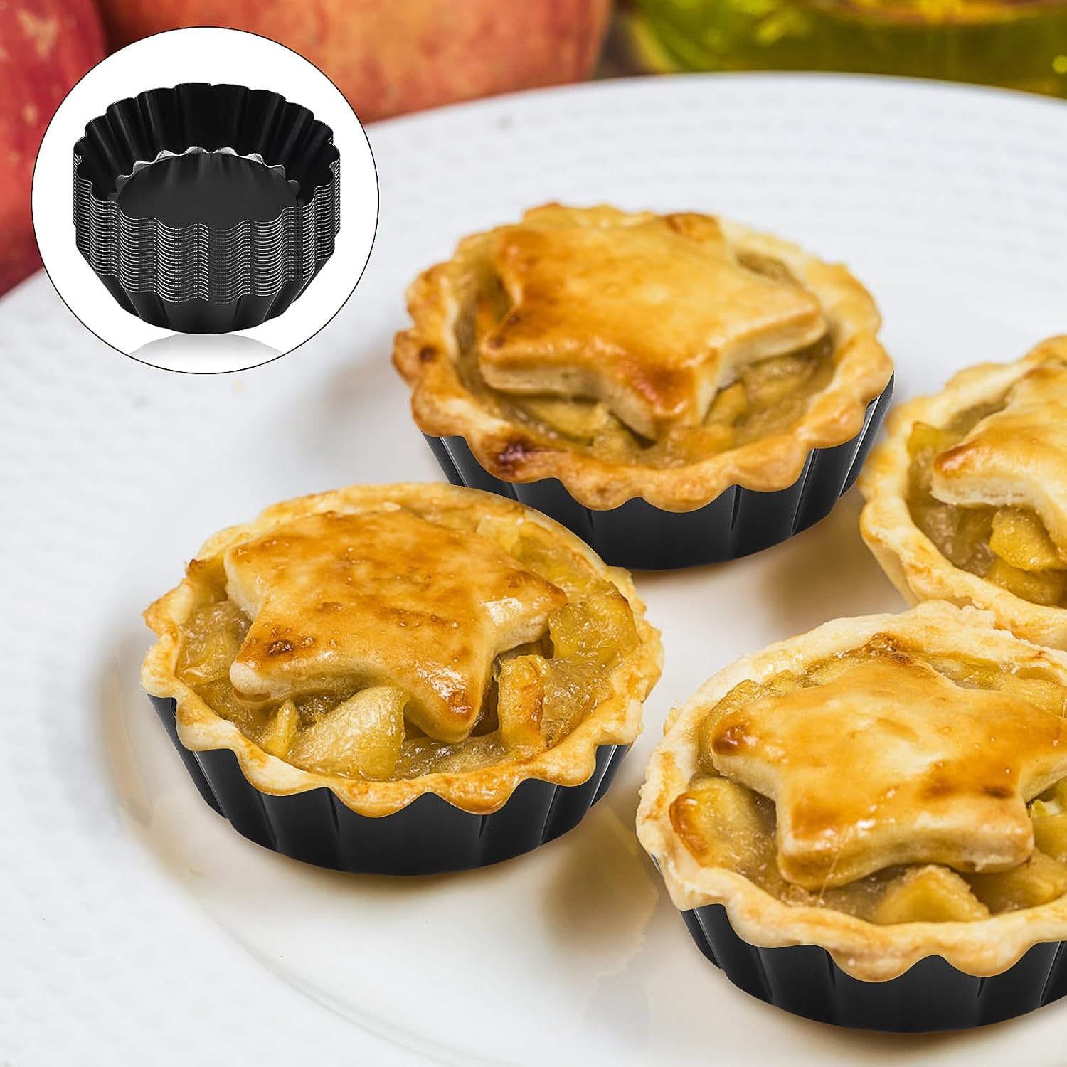 30 Pcs Mini Tart Pans with Removable Bottom,3 Inch Egg Tart Molds