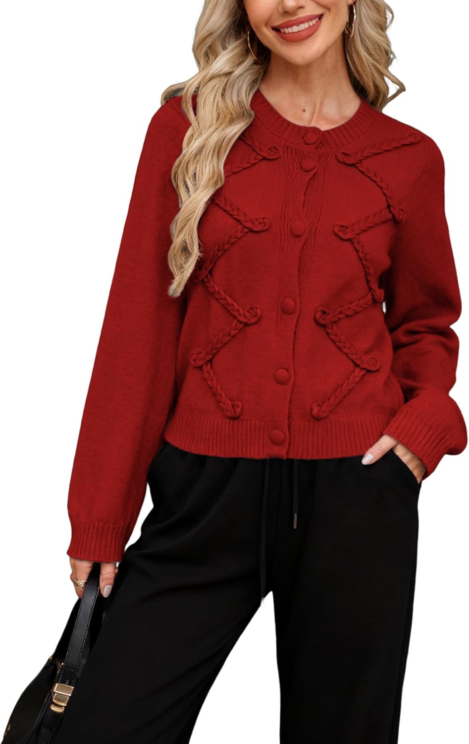 SKIKYAN Womens Fall Knit Cardigans Chunky Button Down Long Sleeve Sweaters Outfits Crochet Coats