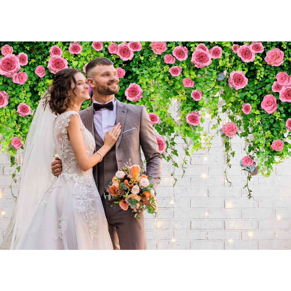 8x8 Backdrop Floral Backdrop Flower Backdrop Glitter White Brick Wall  Mothers Day Flowers Photography Background Wedding Bridal Baby Shower  Birthday Party Spring Theme Decor Photo Booth Prop 7x5FT Green Screen  Backdrop For, image size:1200x1200