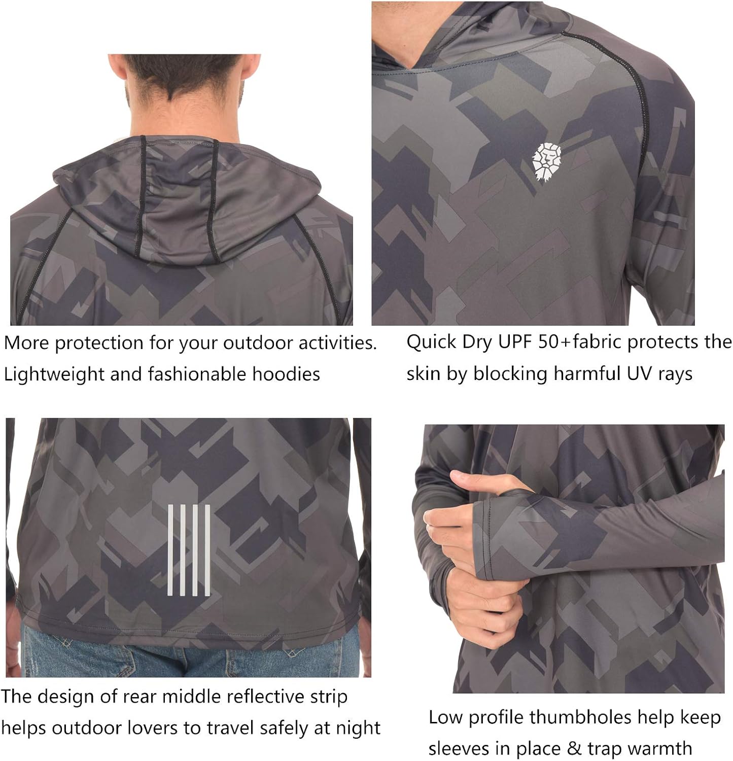 Fishing Shirts for Men Long Sleeve - Sun Protection SPF 50+ UV Tshirt Hoodies at  Men’s Clothing store