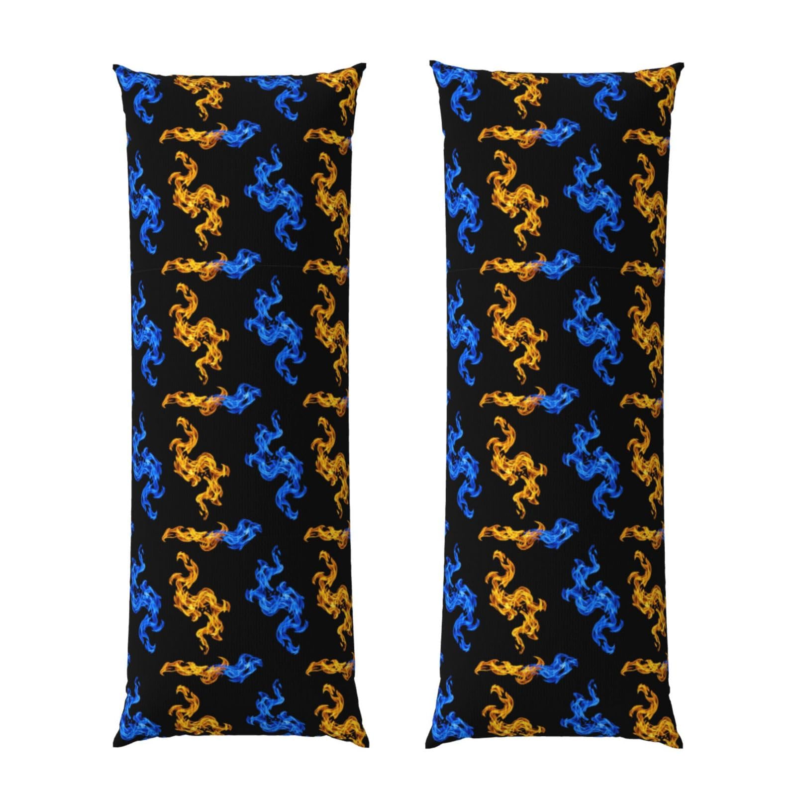 Body Pillowcase 20x60 Red Blue Fire, Cozy Plush Velvet Pillow Cover with Hidden Zipper, Soft Cushion Case for Bedroom Sofa Home Decor