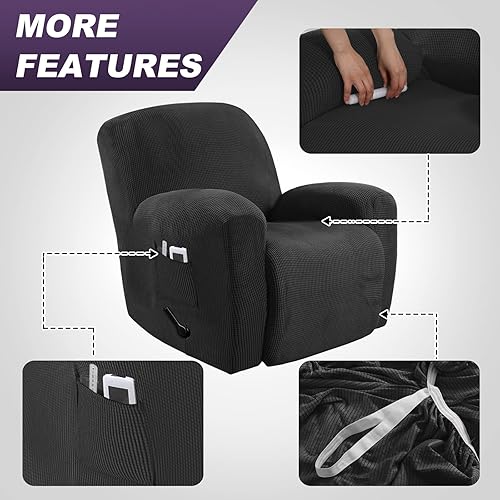 Miniatura 4 de MeilleMaison Funda elástica para silla reclinable, funda para sofá de 1 pieza con parte inferior elástica, lavable, protector de muebles