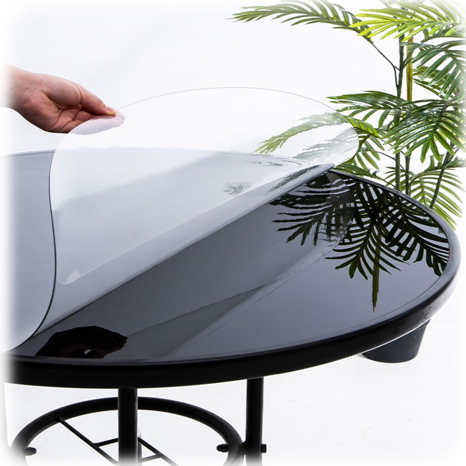 Nappe de protection transparente ronde en PVC table basse 40 a 115cm