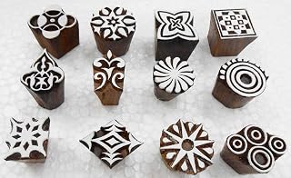 Wholesale Pack of 12 Wooden Block Printing Stamps for Textile Designing/Henna Tattoo/Crafts Printing Pattern for Saree/Home Decor