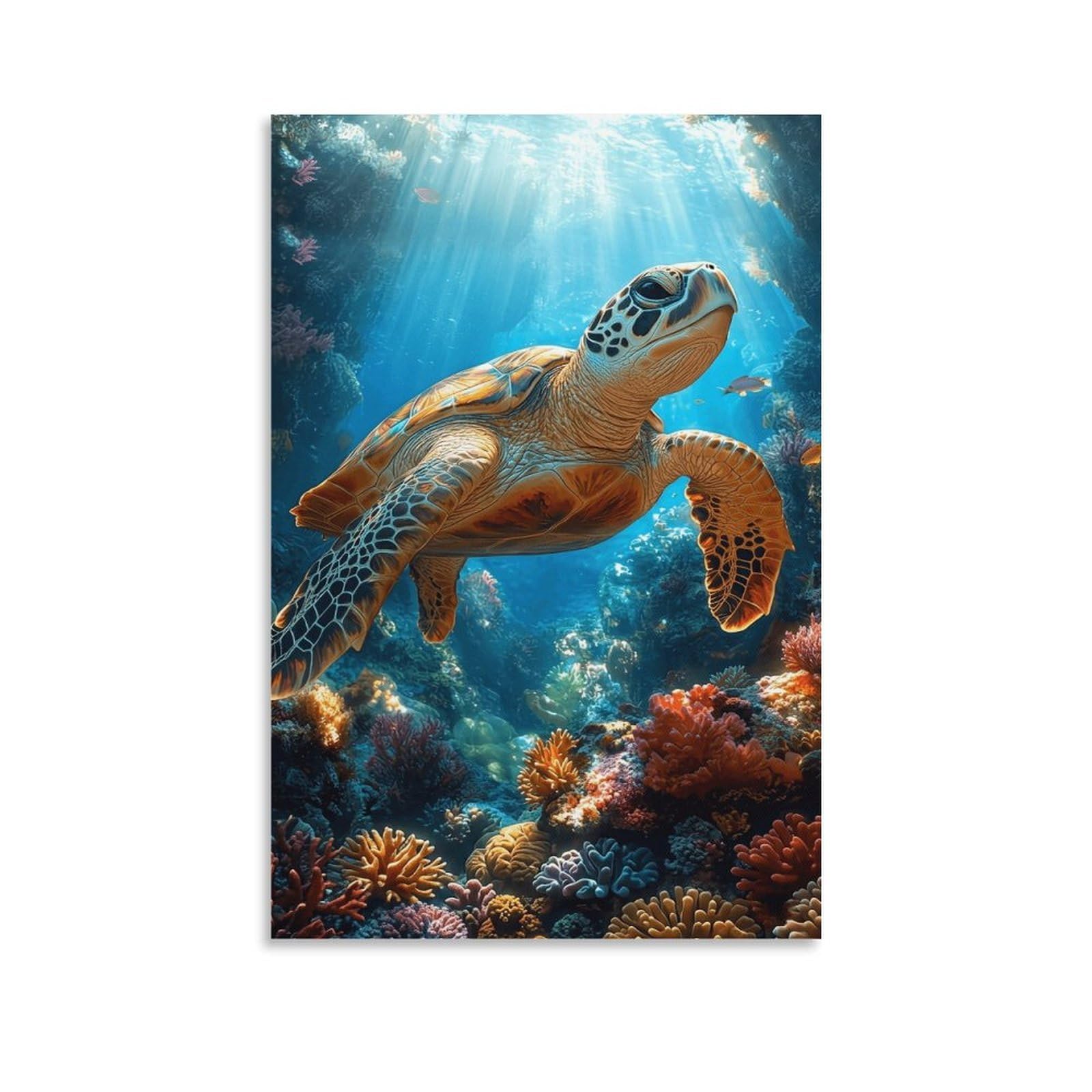 XPASHIQWC Sea Turtle Wall Decor Poster Coral Reef Canvas Prints Picture Modern Canvas Wall Art Picture Wall Hanging for Bathroom Wall Decor 20x30inch(50x75cm)