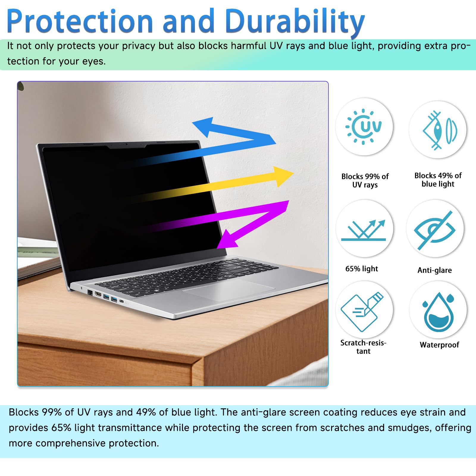 Filtro Magnetico Privacy per 13.3 Pollici 16:10,Rimovibile Pellicola Schermo Protezione,Anti Luce Blu Antiriflesso, Anti-Spia,per HP/dell/Acer/Lenovo/Thinkpad/Samsung/ASUS/Sony